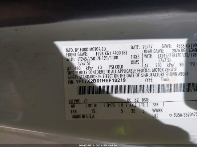 1FT7X2B61HEF18219 Ford F-250 Xl