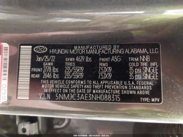 2022 HYUNDAI TUCSON 5NMJC3AE3NH088315 Photo 8