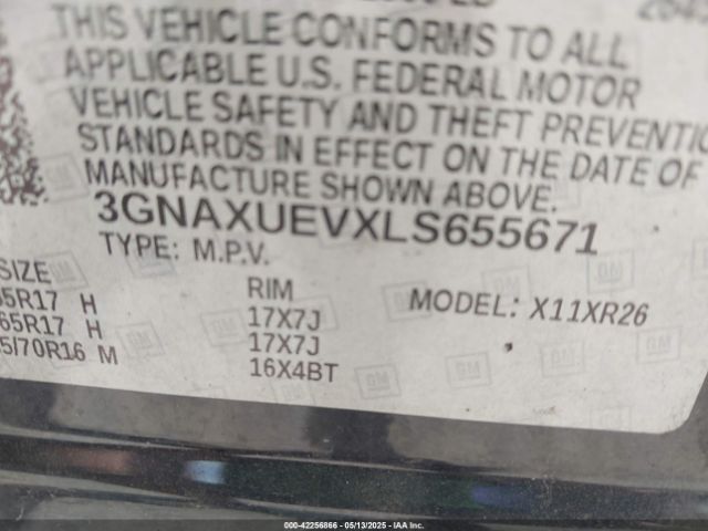 2020 CHEVROLET EQUINOX 3GNAXUEVXLS655671 Photo 8