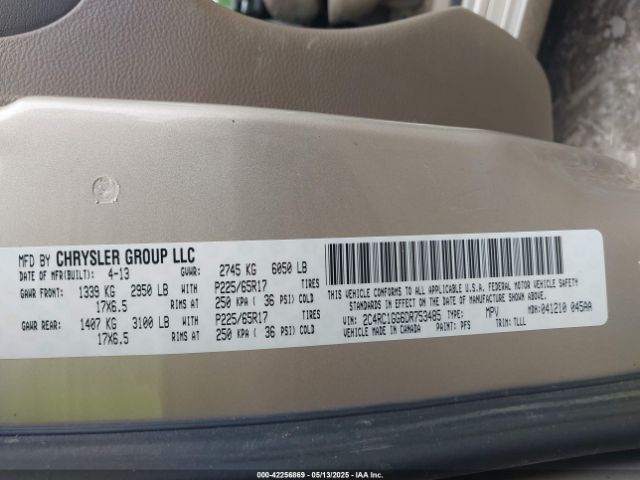 2013 CHRYSLER TOWN & COUNTRY 2C4RC1GG6DR753485 Photo 8