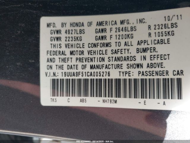2012 ACURA TL 19UUA9F51CA005276 Photo 8