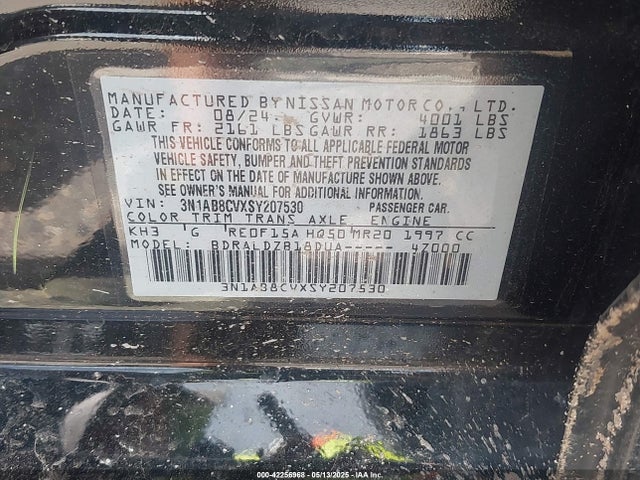 3N1AB8CVXSY207530 Nissan SENTRA SV