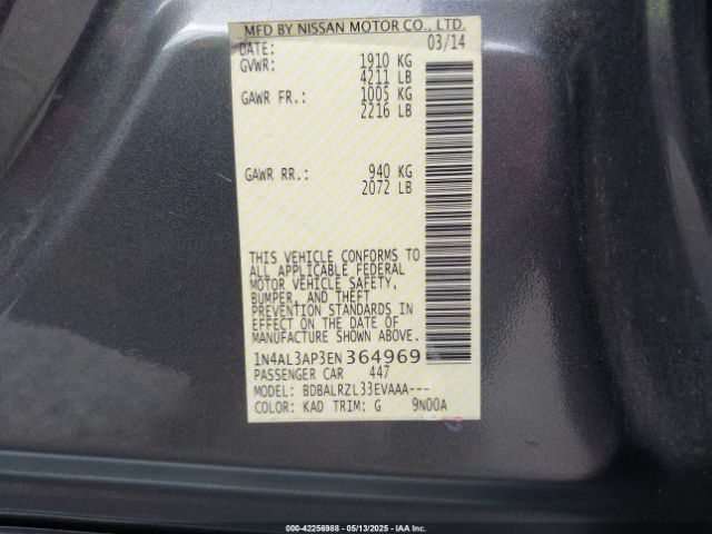 1N4AL3AP3EN364969 Nissan Altima 2.5 S