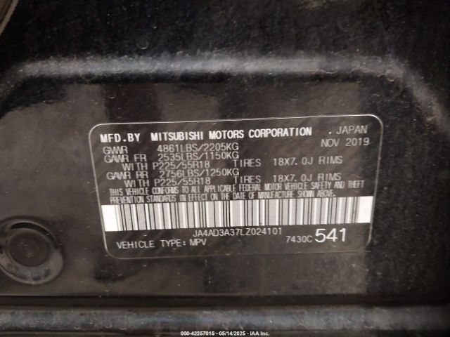 2020 MITSUBISHI OUTLANDER JA4AD3A37LZ024101 Photo 8