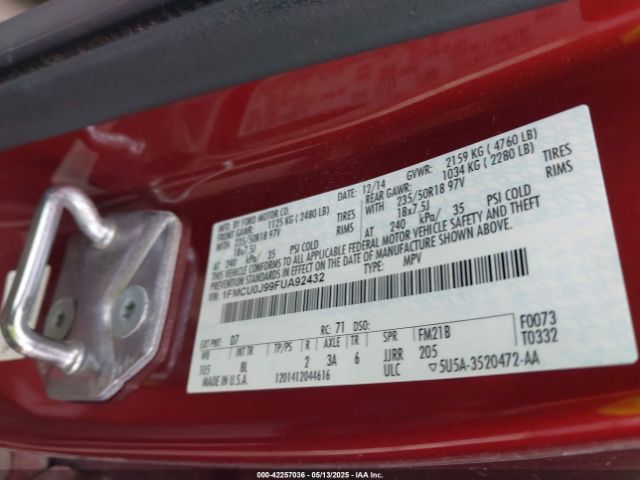 1FMCU0J99FUA92432 Ford Escape Titanium