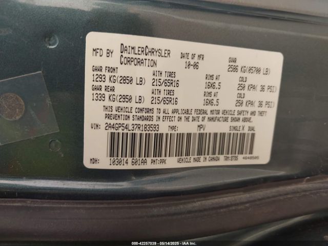 2007 CHRYSLER TOWN & COUNTRY 2A4GP54L37R183593 Photo 8