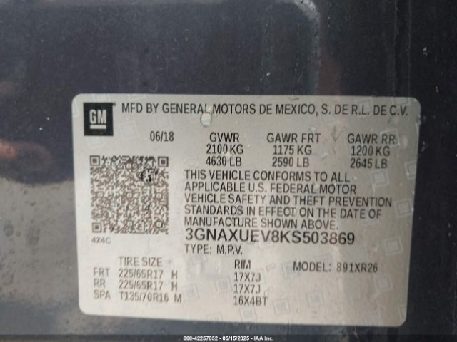 2019 CHEVROLET EQUINOX 3GNAXUEV8KS503869 Photo 8