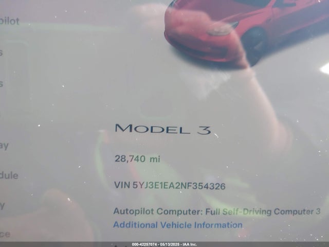 2022 TESLA MODEL 3 5YJ3E1EA2NF354326 Photo 6