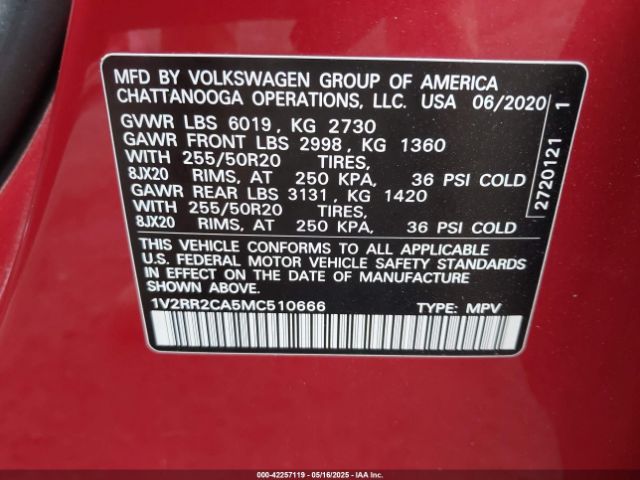 2021 VOLKSWAGEN ATLAS 1V2RR2CA5MC510666 Photo 8