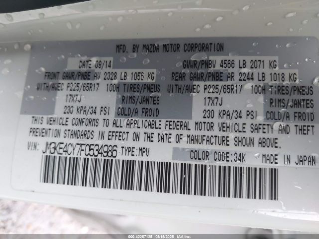 JM3KE4CY7F0534986 Mazda Cx-5 Touring
