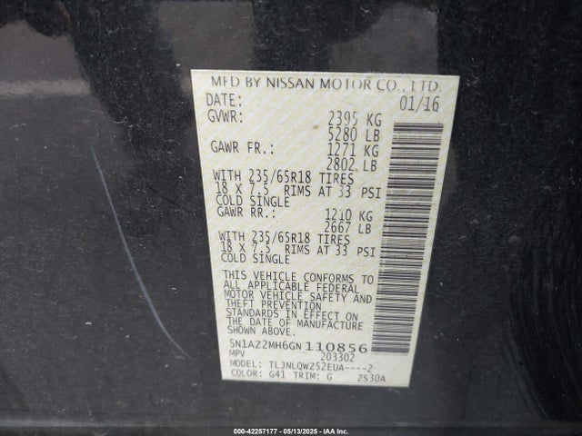 5N1AZ2MH6GN110856 Nissan 2016