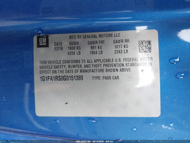 1G1FA1RS0G0151389 Chevrolet Camaro 1lt