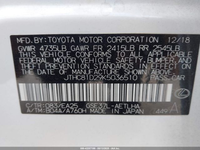 2019 LEXUS IS 300 JTHC81D29K5036510 Photo 8