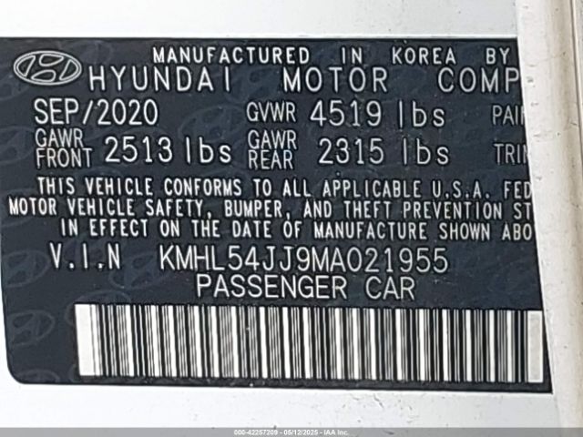 KMHL54JJ9MA021955 Hyundai Sonata Limited