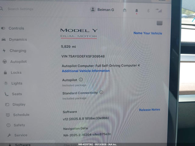 2025 TESLA MODEL Y 7SAYGDEFXSF309548 Photo 6