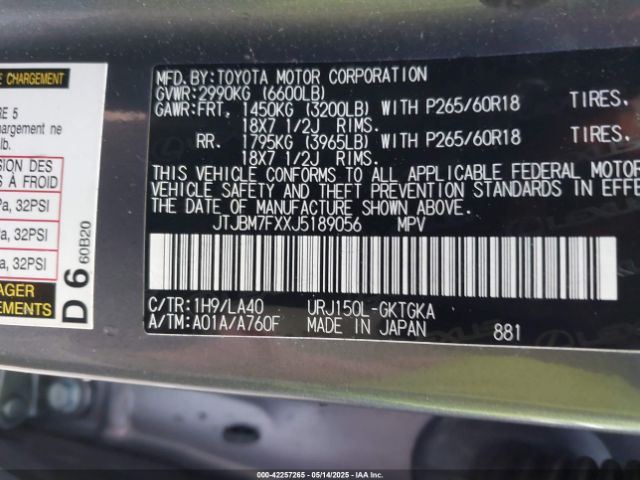 JTJBM7FXXJ5189056 Lexus GX 460