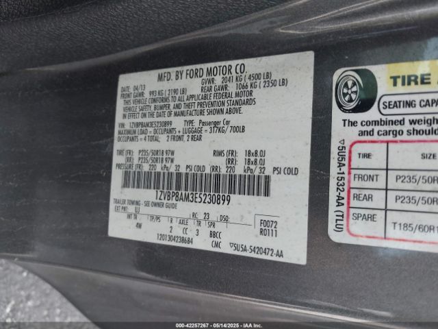 1ZVBP8AM3E5230899 Ford Mustang V6 Premium