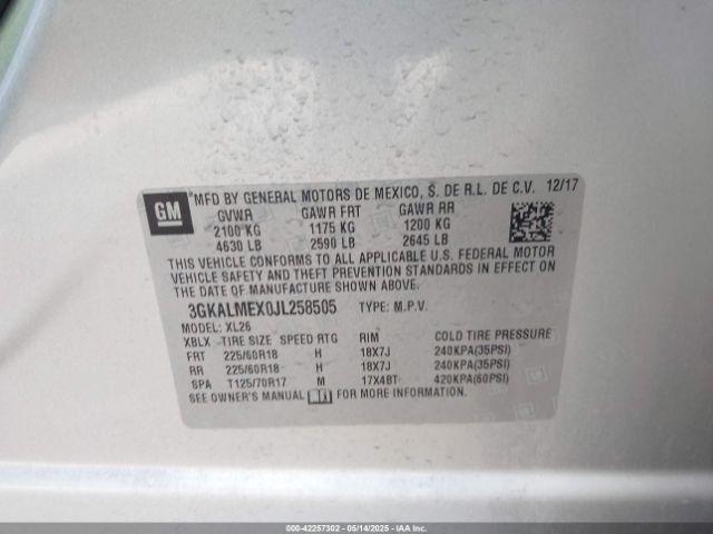 3GKALMEX0JL258505 GMC Terrain Sle
