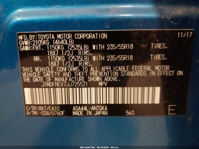 JTMDFREV7JJ725521 Toyota Rav4 Limited