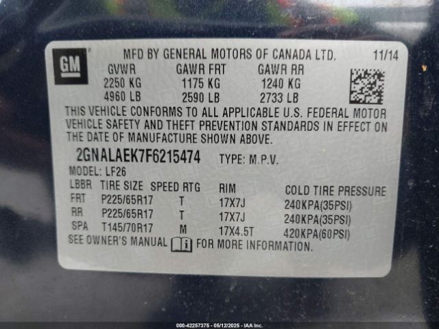 2GNALAEK7F6215474 Chevrolet EQUINOX LS