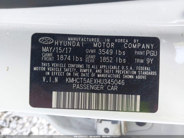 KMHCT5AEXHU345046 Hyundai 2017