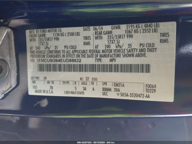 1FMCU9G94EUD88632 Ford ESCAPE SE