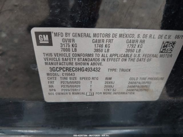 2017 CHEVROLET SILVERADO 1500 3GCPCREC8HG493432 Photo 8