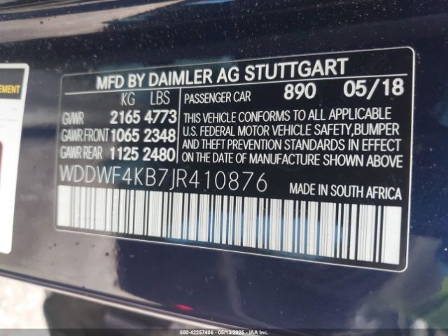 WDDWF4KB7JR410876 Mercedes-Benz C 300 4matic