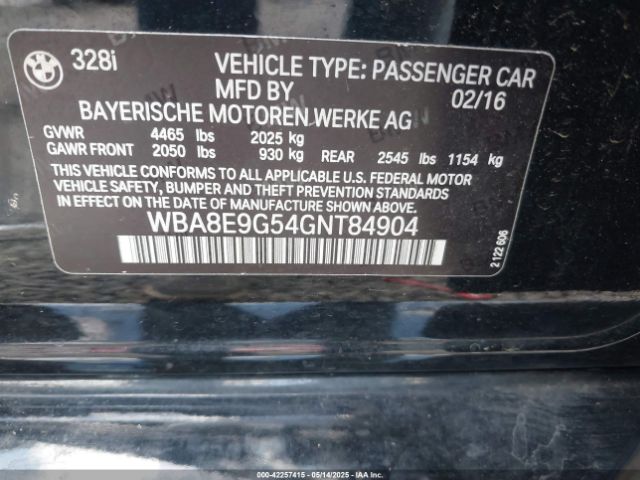 2016 BMW 328I WBA8E9G54GNT84904 Photo 8