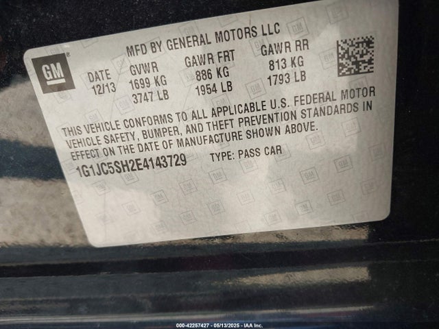1G1JC5SH2E4143729 Chevrolet luw