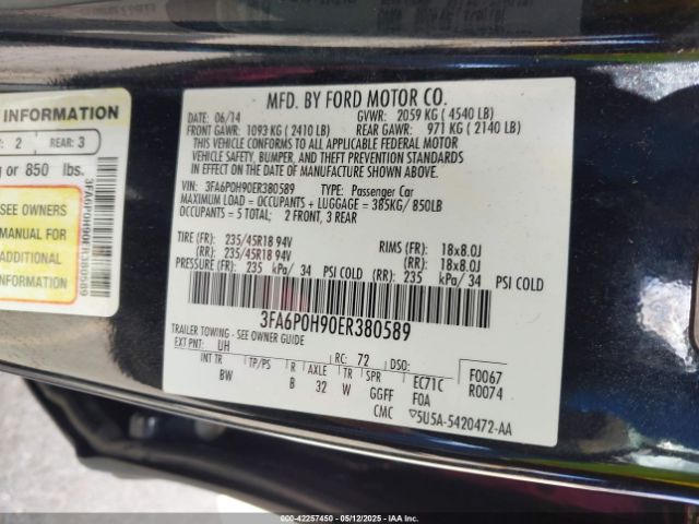 3FA6P0H90ER380589 Ford 2014
