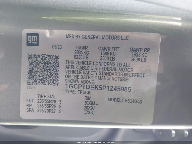 1GCPTDEK5P1245985 Chevrolet Colorado 4wd  Short Box Z71