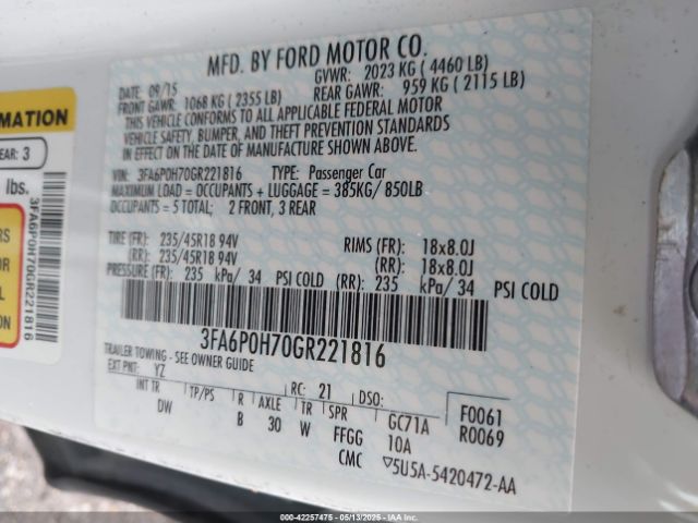 3FA6P0H70GR221816 Ford FUSION SE