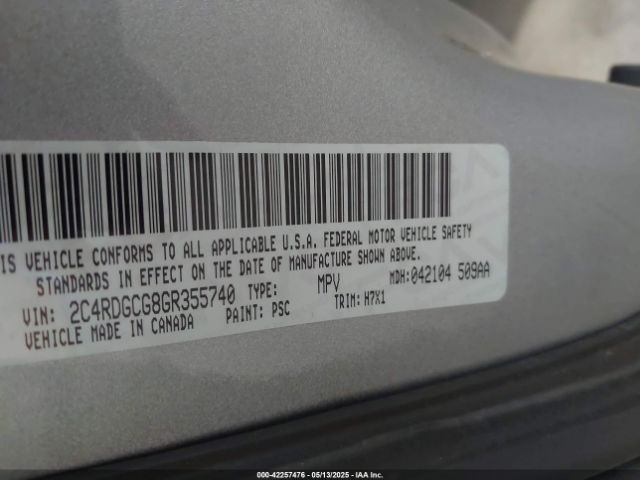 2016 DODGE GRAND CARAVAN 2C4RDGCG8GR355740 Photo 8
