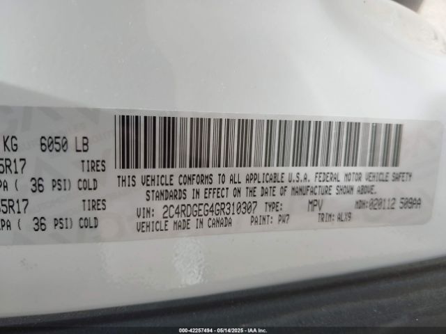 2C4RDGEG4GR310307 Dodge Grand Caravan R/t