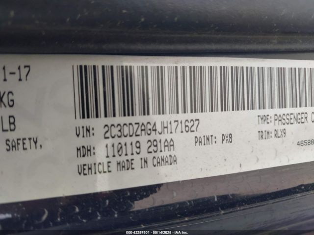 2C3CDZAG4JH171627 Dodge Challenger Sxt Plus