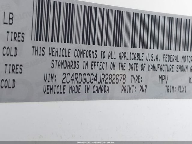 2C4RDGCG4JR282678 Dodge Grand Caravan Sxt