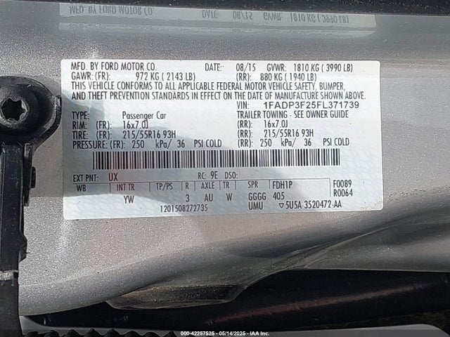 Ford FOCUS SE 2015 1FADP3F25FL371739 Image 9