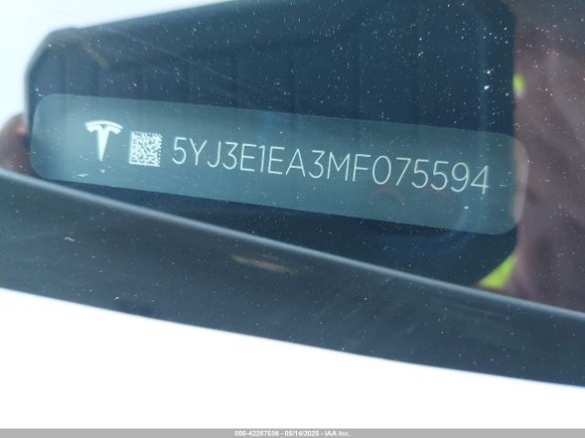 5YJ3E1EA3MF075594 Tesla Model 3 Standard Range Plus Rear-wheel Drive