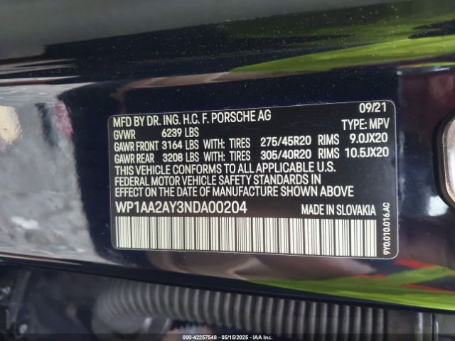 2022 PORSCHE CAYENNE WP1AA2AY3NDA00204 Photo 8