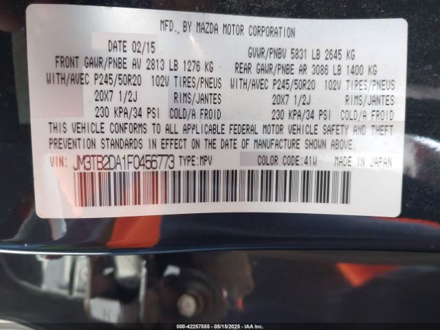 2015 MAZDA CX-9 JM3TB2DA1F0456773 Photo 8
