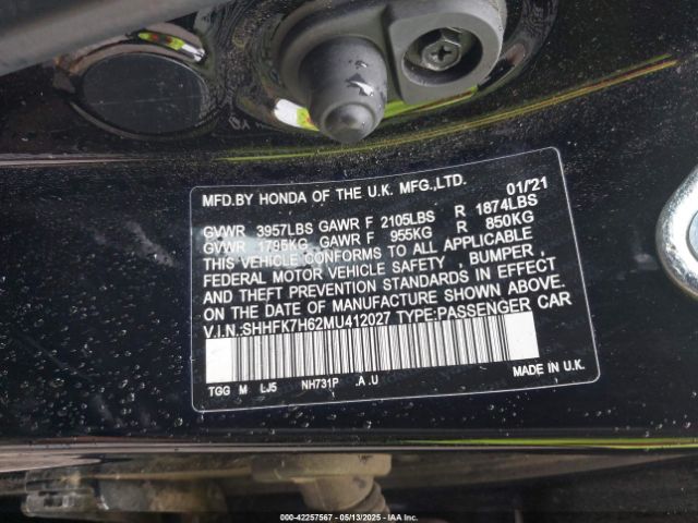 SHHFK7H62MU412027 Honda CIVIC EX