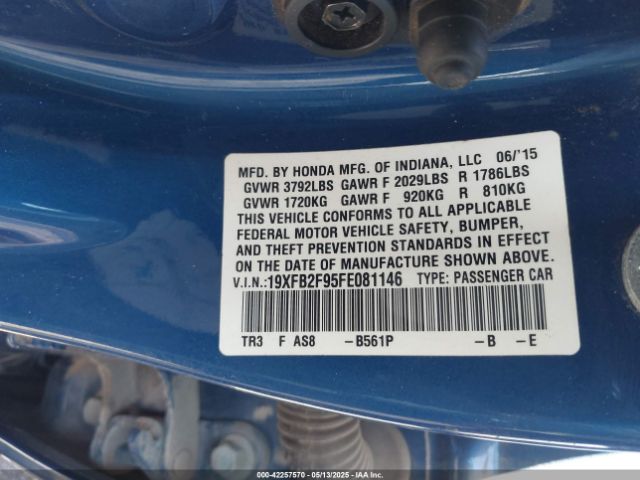 19XFB2F95FE081146 Honda Civic Ex-l