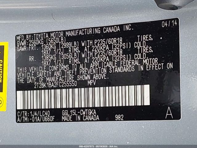 2T2BK1BA2FC255550 Lexus RX 350