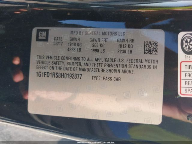 2017 CHEVROLET CAMARO 1G1FD1RS8H0192877 Photo 8