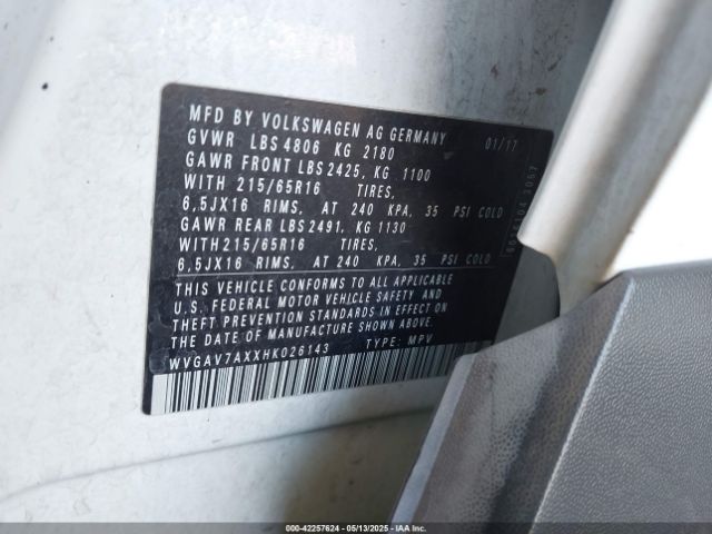 WVGAV7AXXHK026143 Volkswagen 2.0 tsi