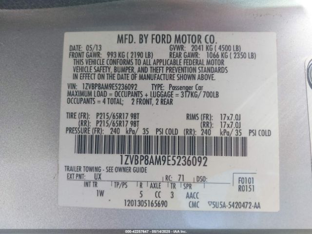 1ZVBP8AM9E5236092 Ford Mustang V6