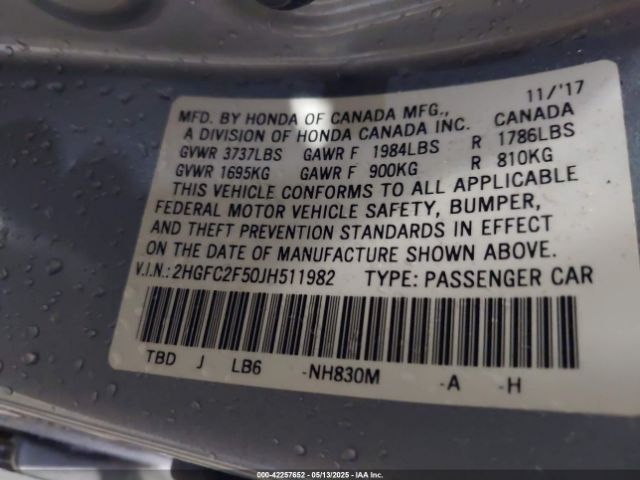 2HGFC2F50JH511982 Honda Civic Lx