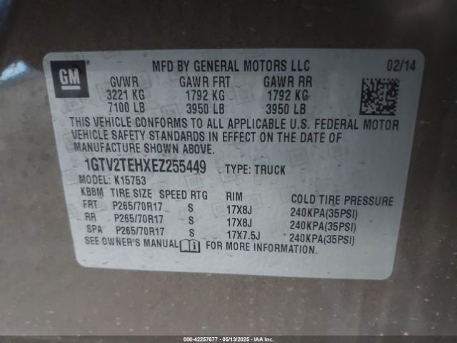 1GTV2TEHXEZ255449 GMC lv3 - vvt, aluminum, e85 max