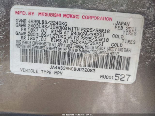 2011 MITSUBISHI OUTLANDER JA4AS3AW0BU032083 Photo 8